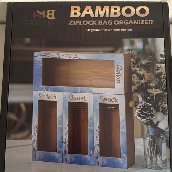 Ziplock Bag Organizer for Drawer - Bamboo Kitchen Food Set of 4 - Picture 6 of 6